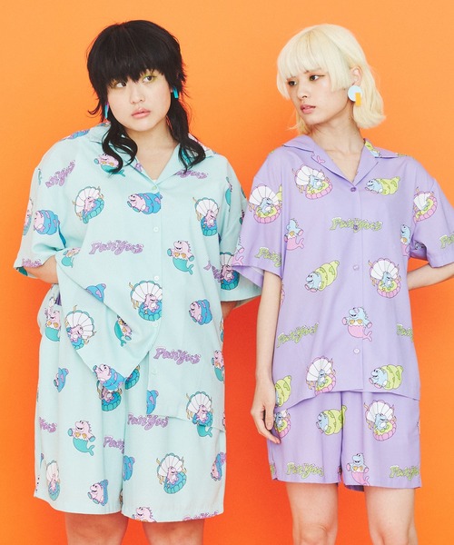 PUNYUS(プニュズ)の「DINO総柄オープンカラーシャツ(シャツ/ブラウス・レディース・ブラック/ライトパープル/グリーン・1/2/4/3)」の9枚目の写真