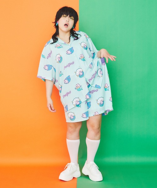 PUNYUS(プニュズ)の「DINO総柄オープンカラーシャツ(シャツ/ブラウス・レディース・ブラック/ライトパープル/グリーン・1/2/4/3)」の13枚目の写真