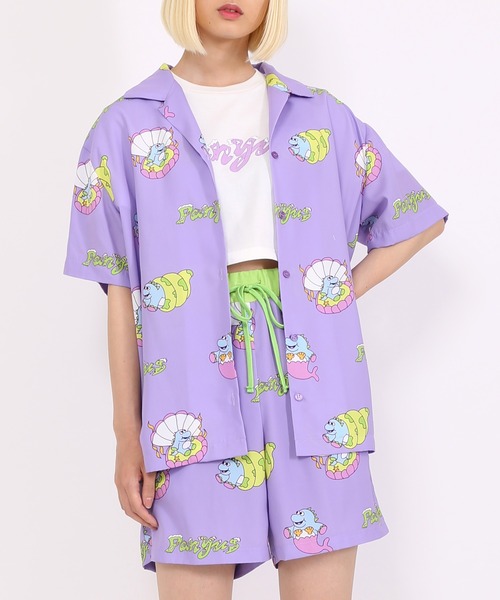 PUNYUS(プニュズ)の「DINO総柄オープンカラーシャツ(シャツ/ブラウス・レディース・ブラック/ライトパープル/グリーン・1/2/4/3)」の19枚目の写真