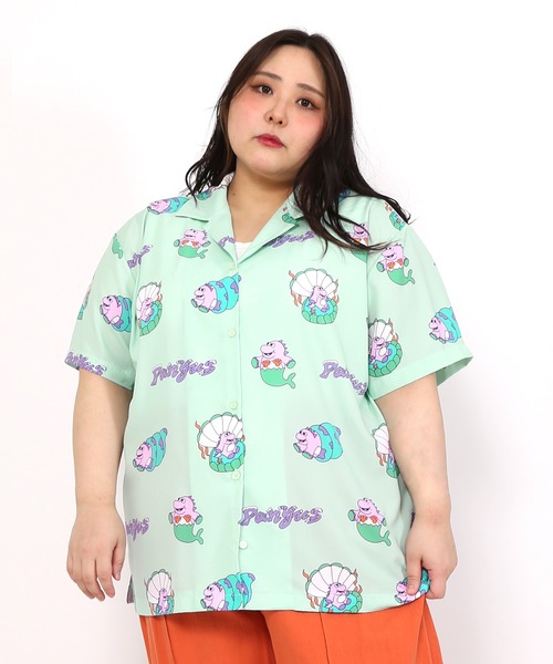 PUNYUS(プニュズ)の「DINO総柄オープンカラーシャツ(シャツ/ブラウス・レディース・ブラック/ライトパープル/グリーン・1/2/4/3)」の22枚目の写真