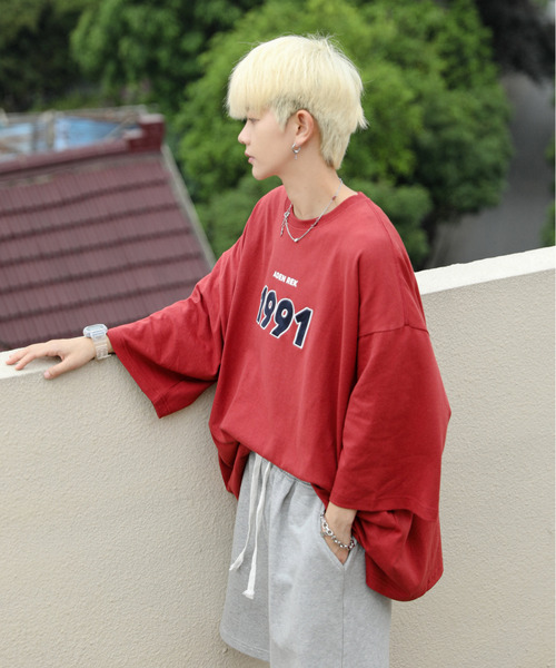 neos(ネオス)の「【neos -addictive design-】ビッグシルエット アメカジ 刺繍 プリント ハーフスリーブ Tシャツ(Tシャツ/カットソー・メンズ・ホワイト/チャコールグレー/レッド/グリーン・MEDIUM/LARGE)」の6枚目の写真
