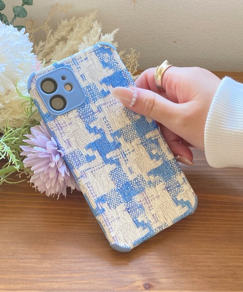 tolene(トレネ)の「ツィード ニットプリント スマホカバー iPhoneケース ( 7 / 8 / SE2 / 11 / 11Pro / 11Pro max / 12 / 12pro / 12pro max / 12mini / 13 /13pro / 13promax)(スマホケース/カバー・レディース・オフホワイト/ブルー・K/F/A/C/E/H/J/D/B/G/I)」の8枚目の写真