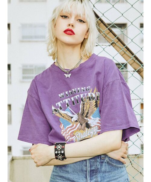 jouetie（ジュエティ）の「EAGLEロゴ BIG Tシャツ（Tシャツ/カットソー・レディース・オフホワイト/ブラック/パープル・MEDIUM）」の15枚目の写真