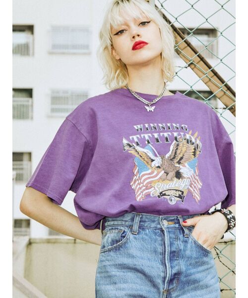 jouetie（ジュエティ）の「EAGLEロゴ BIG Tシャツ（Tシャツ/カットソー・レディース・オフホワイト/ブラック/パープル・MEDIUM）」の18枚目の写真