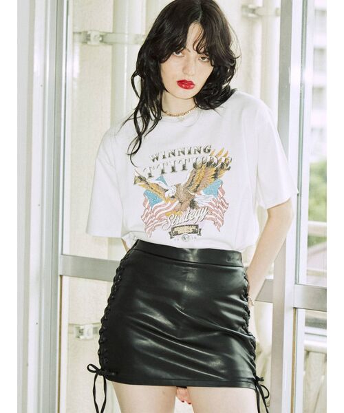 jouetie（ジュエティ）の「EAGLEロゴ BIG Tシャツ（Tシャツ/カットソー・レディース・オフホワイト/ブラック/パープル・MEDIUM）」の9枚目の写真