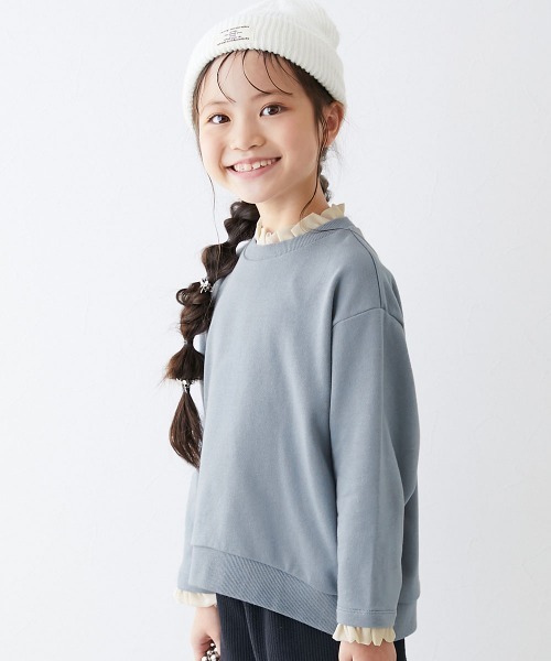 フリル付き黒スウェットジャケット PE/STRETCH TWILL OVERSIZED STAND COLLAR BLOUSON WITH