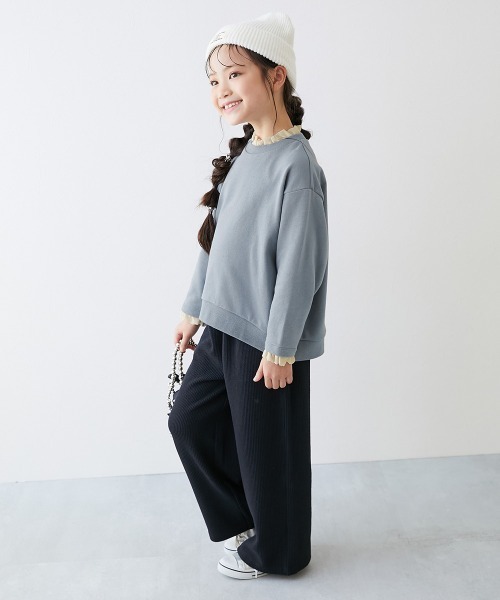 綿100% 重ね着風フリル スウェットトレーナー（スウェット