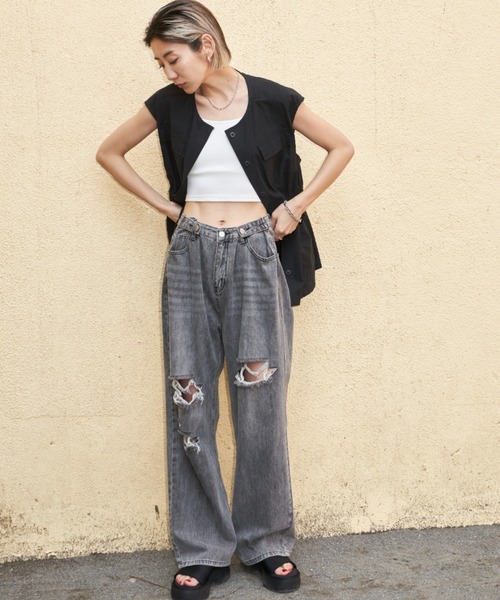 Auntie Rosa Holiday(アンティローザホリデー)の「ノーカラーミリタリーベスト(ベスト・レディース・ブラック/カーキ/オリーブ・FREE)」の9枚目の写真