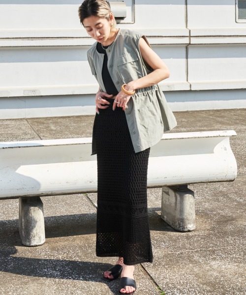 Auntie Rosa Holiday(アンティローザホリデー)の「ノーカラーミリタリーベスト(ベスト・レディース・ブラック/カーキ/オリーブ・FREE)」の20枚目の写真