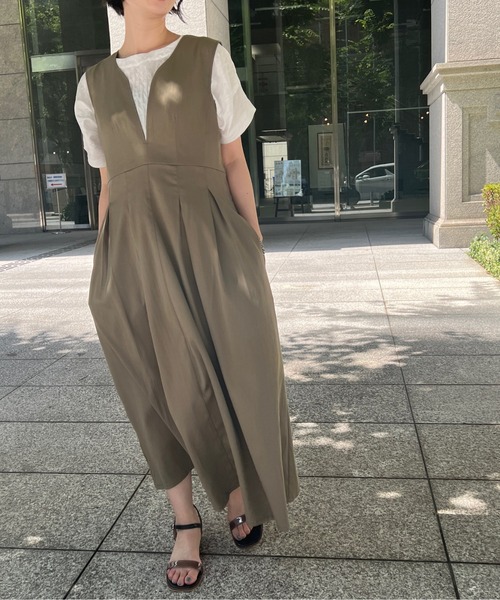 Chez toi(シェトワ)の「スリットジャンスカワンピース(ワンピース・レディース・ブラック/カーキ/ネイビー・FREE)」の19枚目の写真