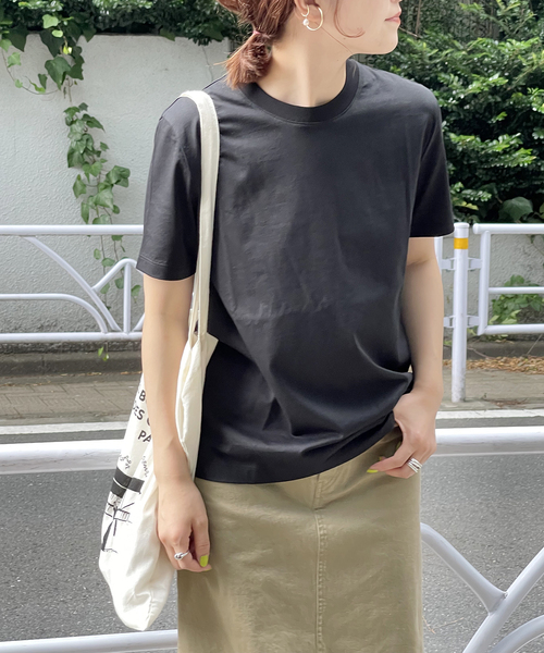 Spick & Span(スピックアンドスパン)の「オーガニックコットンT(Tシャツ/カットソー・レディース・ホワイト/ブラック・FREE)」の1枚目の写真