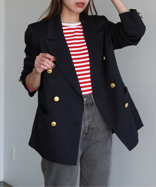 feepur（フェピュール）の「金釦ダブルジャケット（テーラードジャケット・レディース・ネイビー・MEDIUM）」の6枚目の写真