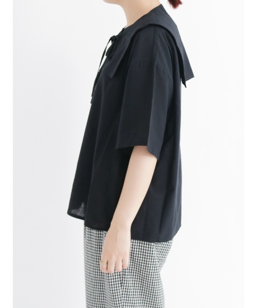 Samansa Mos2（サマンサ モスモス）の「セーラー襟ブラウス（シャツ/ブラウス・レディース・ベージュ/グリーン/ブラック・ﾌﾘ-）」の12枚目の写真