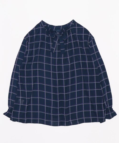fleur by mint breeze（フルールバイミントブリーズ）の「【M～5L 大きいサイズ】バックリボン 格子柄 ブラウス（シャツ/ブラウス・レディース・ネイビー/クリーム/ラベンダー・LL/3L/4L/5L/M/L）」の4枚目の写真
