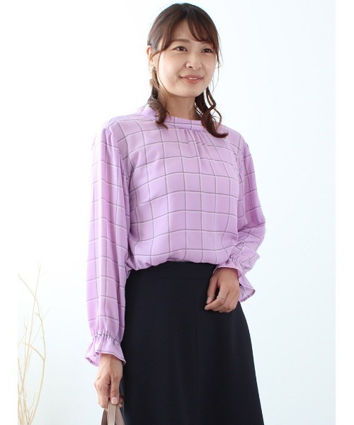 fleur by mint breeze（フルールバイミントブリーズ）の「【M～5L 大きいサイズ】バックリボン 格子柄 ブラウス（シャツ/ブラウス・レディース・ネイビー/クリーム/ラベンダー・LL/3L/4L/5L/M/L）」の18枚目の写真