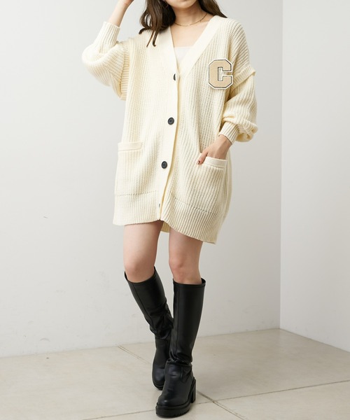 Chico（チコ）の「【2022AW】ワッペン付き袖取り外ルーズカーディガン（カーディガン/ボレロ・レディース・アイボリー/ブラック/グレー・FREE）」の7枚目の写真