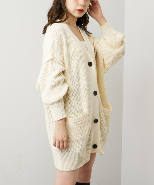 Chico（チコ）の「【2022AW】ワッペン付き袖取り外ルーズカーディガン（カーディガン/ボレロ・レディース・アイボリー/ブラック/グレー・FREE）」の5枚目の写真