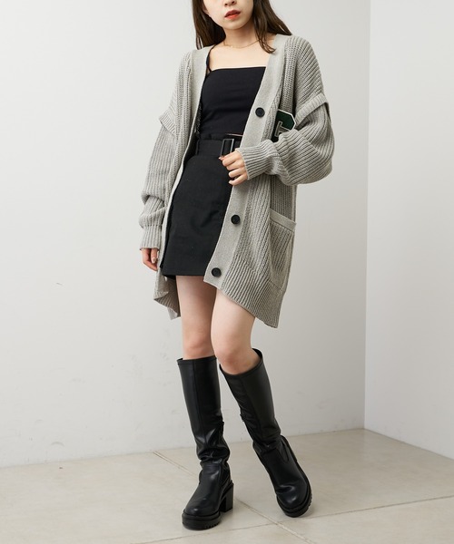 Chico（チコ）の「【2022AW】ワッペン付き袖取り外ルーズカーディガン（カーディガン/ボレロ・レディース・アイボリー/ブラック/グレー・FREE）」の19枚目の写真