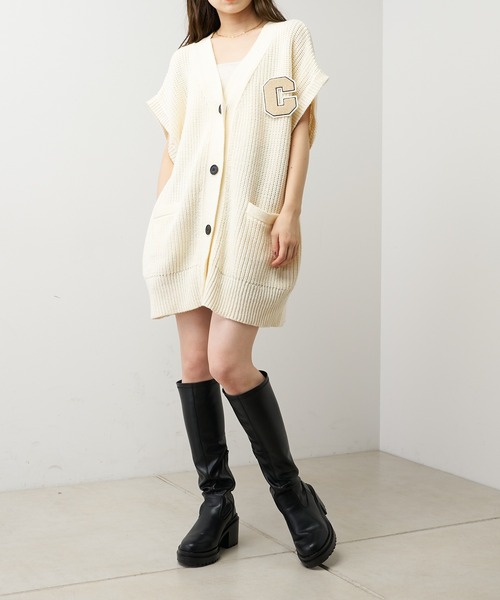 Chico（チコ）の「【2022AW】ワッペン付き袖取り外ルーズカーディガン（カーディガン/ボレロ・レディース・アイボリー/ブラック/グレー・FREE）」の13枚目の写真