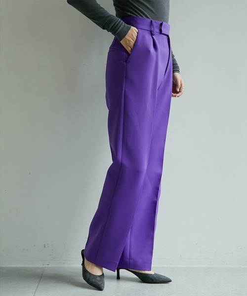 Whim Gazette（ウィムガゼット）の「【長谷川京子さんコラボ】トリプルクロスパンツ（スラックス・レディース・ブラック/ブルー/ブラウン/パープル・36/38）」の6枚目の写真