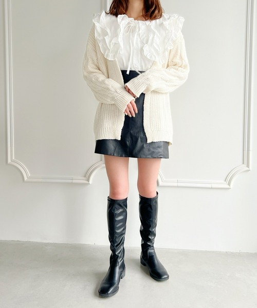 Loueme（ルエム）の「【2022AW】ドロップショルダールーズサイズカーディガン（カーディガン/ボレロ・レディース・ホワイト/ブラウン/ピンク・FREE）」の11枚目の写真