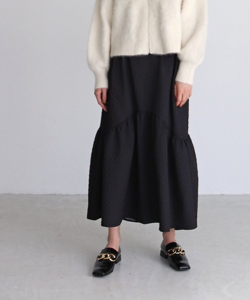 DRESSLAVE（ドレスレイブ）の「CADDITION / jacquard skirt(ジャガードスカート)（スカート・レディース・ブラック/イエロー・38）」の2枚目の写真