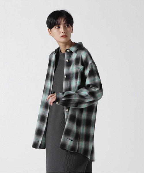 MANASTASH(マナスタッシュ)の「MANASTASH/マナスタッシュ WS BIG SHIRT(シャツ/ブラウス・レディース・ブラック/グリーン・M)」の1枚目の写真