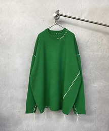 Beno | アシンメトリーハンドステッチニット オーバーシルエット クルーネック(ニット/セーター)