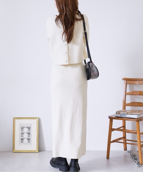 FREE'S MART（フリーズマート）の「◆12G総針前後2Wayショート丈カーディガン（カーディガン/ボレロ・レディース・ホワイト/ブラック/ピンク・FREE）」の9枚目の写真