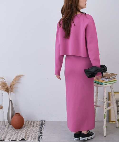 FREE'S MART（フリーズマート）の「◆12G総針前後2Wayショート丈カーディガン（カーディガン/ボレロ・レディース・ホワイト/ブラック/ピンク・FREE）」の10枚目の写真