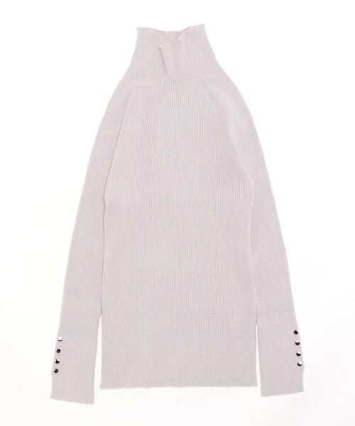 TRIANGLE PALETTE(トライアングルパレット)の「袖釦ボトルネックリブニット(ニット/セーター・レディース・ライトグレー/ベージュ/ブルー/アイボリー/ブラック/ラベンダー/ブラウン/ミント・FREE)」の9枚目の写真