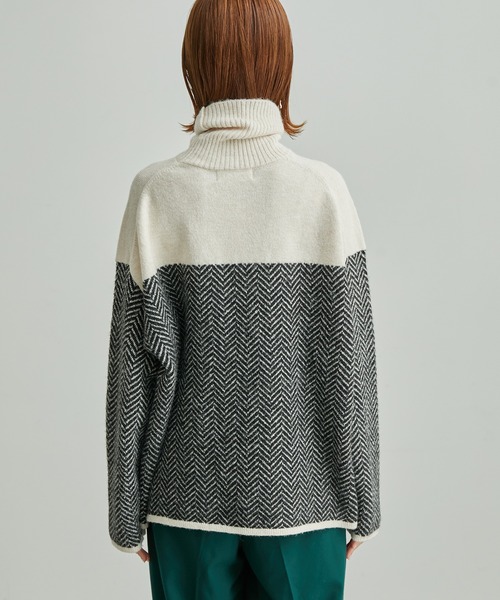 ROPE' PICNIC（ロペピクニック）の「ヘリンボーンジャガードニットプルオーバー（ニット/セーター・レディース・ブラック/グリーン・38）」の11枚目の写真