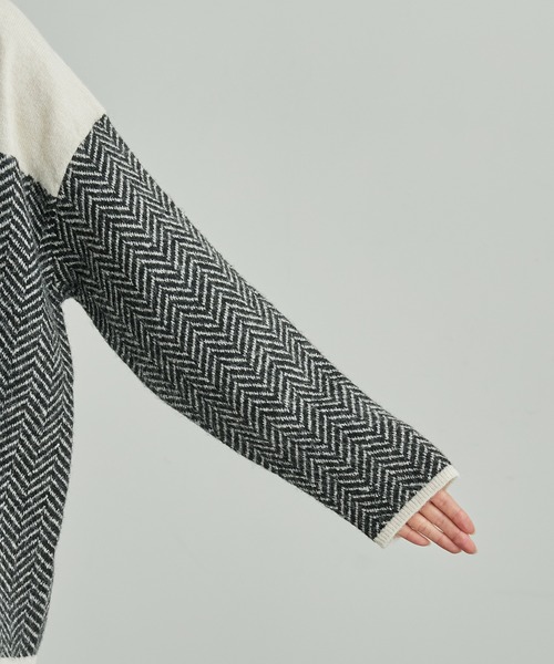 ROPE' PICNIC（ロペピクニック）の「ヘリンボーンジャガードニットプルオーバー（ニット/セーター・レディース・ブラック/グリーン・38）」の17枚目の写真