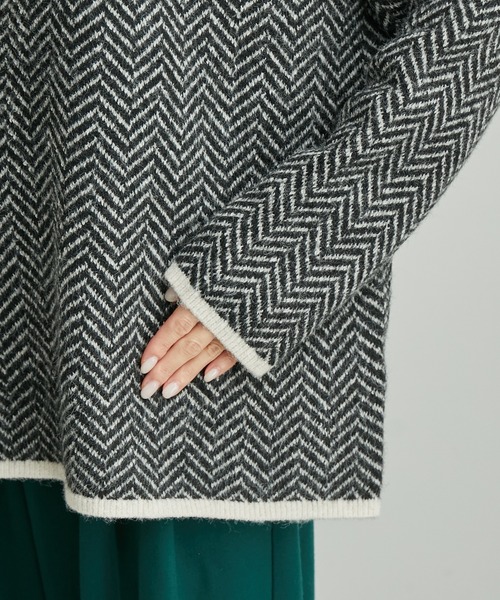 ROPE' PICNIC（ロペピクニック）の「ヘリンボーンジャガードニットプルオーバー（ニット/セーター・レディース・ブラック/グリーン・38）」の9枚目の写真