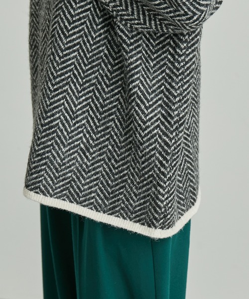 ROPE' PICNIC（ロペピクニック）の「ヘリンボーンジャガードニットプルオーバー（ニット/セーター・レディース・ブラック/グリーン・38）」の15枚目の写真