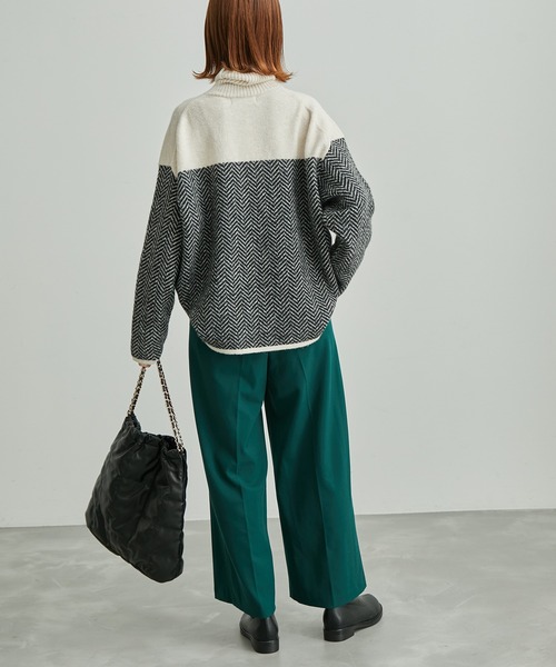 ROPE' PICNIC（ロペピクニック）の「ヘリンボーンジャガードニットプルオーバー（ニット/セーター・レディース・ブラック/グリーン・38）」の18枚目の写真