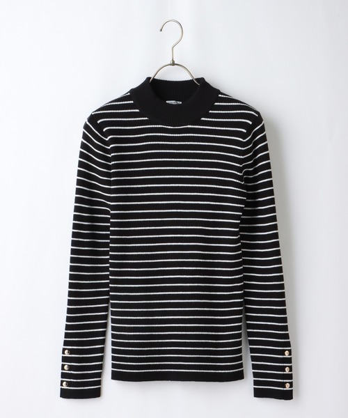 Honeys（ハニーズ）の「抗菌リブハイネックニット（ニット/セーター・レディース・グリーン/ブラック×ホワイト/アイボリー/ホワイト×ブラック/ブラック/オレンジ系その他・S/M/L/LL）」の9枚目の写真