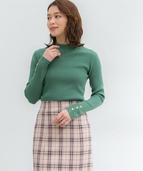 Honeys（ハニーズ）の「抗菌リブハイネックニット（ニット/セーター・レディース・グリーン/ブラック×ホワイト/アイボリー/ホワイト×ブラック/ブラック/オレンジ系その他・S/M/L/LL）」の12枚目の写真