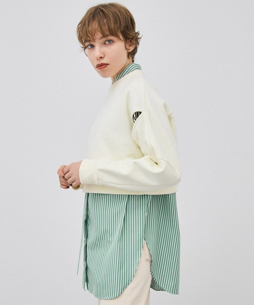 PUBLIC TOKYO（パブリックトウキョウ）の「ショルダースリットショートスウェット（スウェット・レディース・アイボリー/ブラック/ベージュ/ライム・FREE）」の15枚目の写真