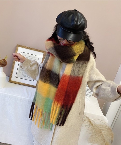 セール】ボリュームフリンジチェックマフラー（マフラー）｜Chaco