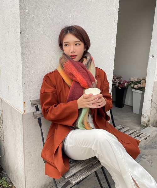 セール】ボリュームフリンジチェックマフラー（マフラー）｜Chaco