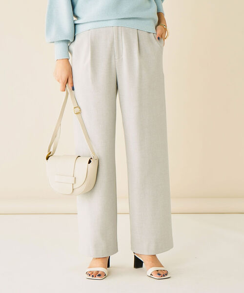 NOLLEY’S(ノーリーズ)の「ウォッシャブルタックワイドパンツ(その他パンツ・レディース・オフホワイト/ライトグレー・34/36/38)」の1枚目の写真