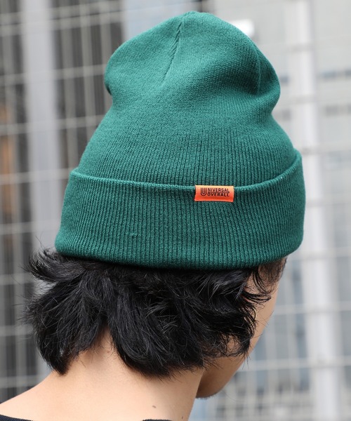 セール】【UNIVERSAL OVERALL】UOロゴ刺繍ハイゲージニット帽ロング
