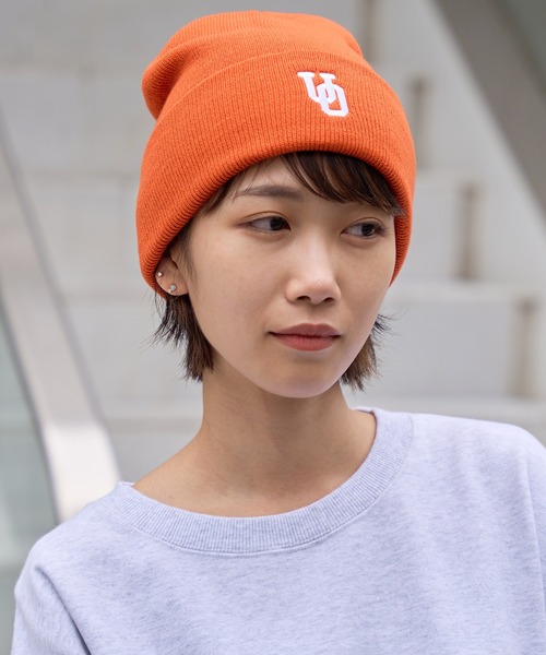 セール】【UNIVERSAL OVERALL】UOロゴ刺繍ハイゲージニット帽