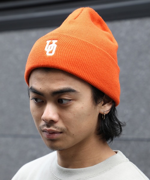 セール】【UNIVERSAL OVERALL】UOロゴ刺繍ハイゲージニット帽