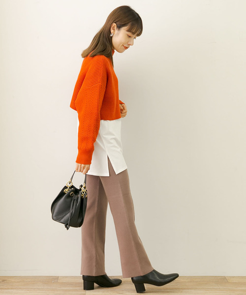 URBAN RESEARCH Sonny Label（アーバンリサーチサニーレーベル）の「『蓄熱機能』ウォームストレートニットパンツ（その他パンツ・レディース・モカ/グレー系その他/ブラック・FREE）」の19枚目の写真