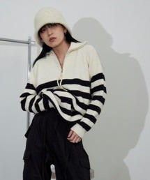 Y/lim | Y/lim ボーダーハーフジップニット(ニット/セーター)