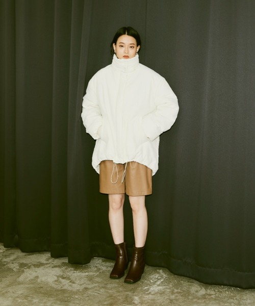 Happy John（ハッピージョン）の「nylon padded jacket/ナイロン中綿ダウンジャケット（ダウンジャケット/コート・レディース・アイボリー/ブラック/グレー・FREE）」の9枚目の写真