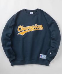【Champion/チャンピオン】ビッグシルエット サガラ刺繍 カレッジロゴ スウェット/ 裏起毛/スタジアムロゴ刺繍 トレーナー