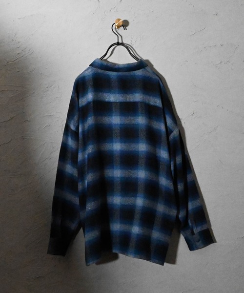 Ritzy（リッツィー）の「オンプレチェック ワークシャツLS レディース メンズ（Tシャツ/カットソー・メンズ・ネイビー/ブラウン/ブラック・MEDIUM/LARGE/X-LARGE）」の4枚目の写真